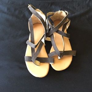 Sexy, strappy suede sandals size 8